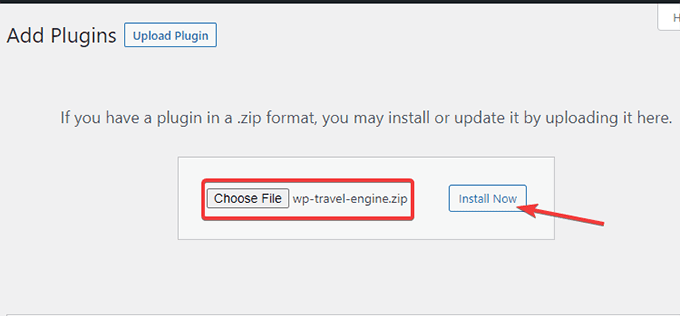 install WP Travel Engine plugin