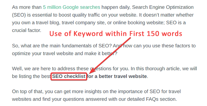 Keyword Placement example