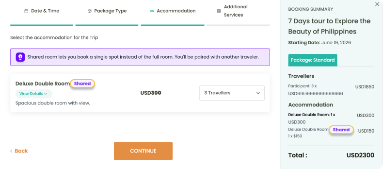 Allow Shared Room Booking