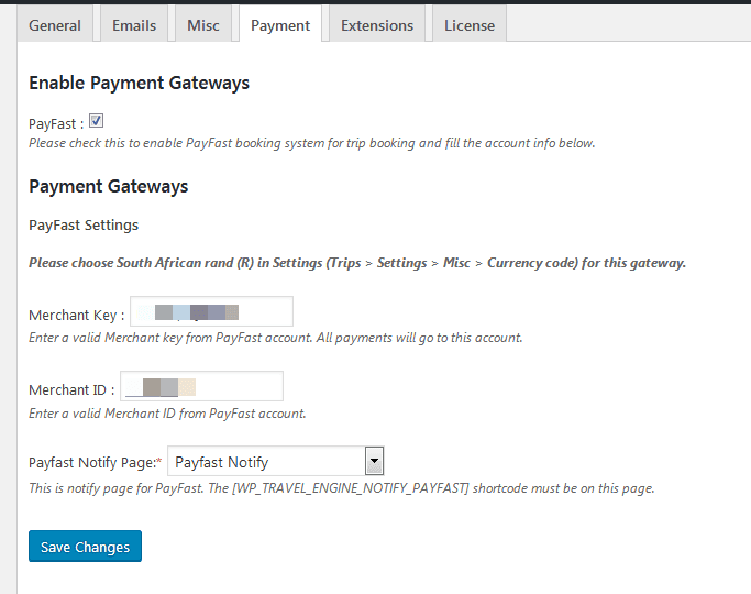 PayFast Payment Gateway - WP Travel Engine