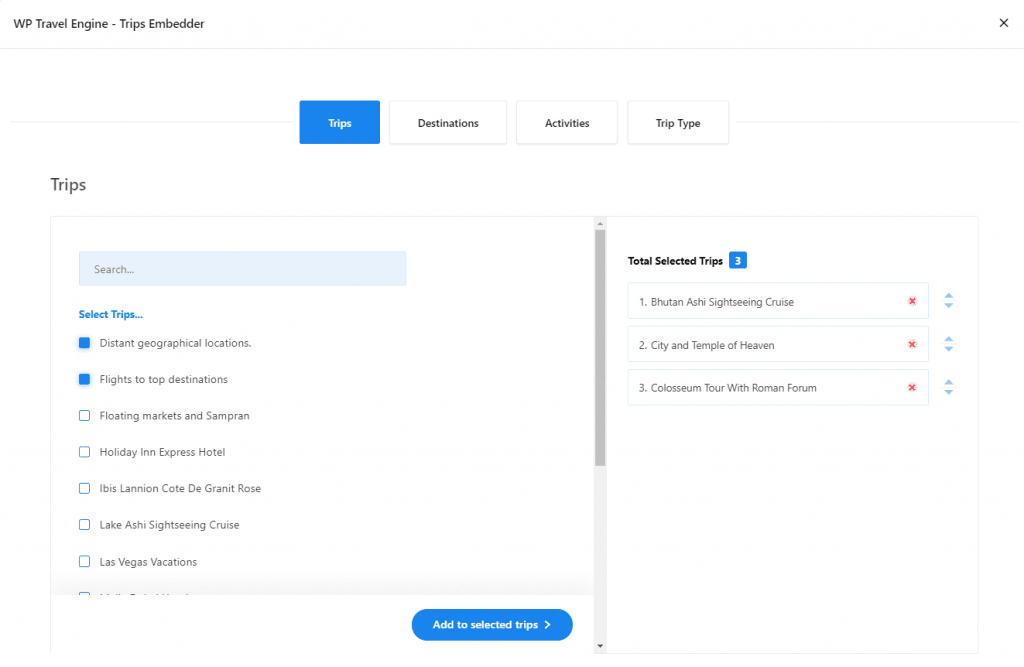 Trips Embedder - WP Travel Engine