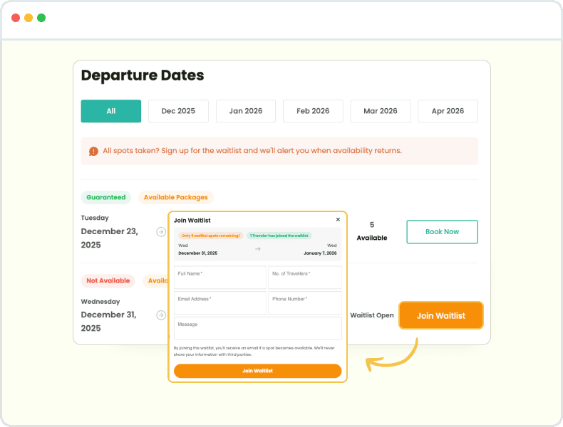 Capture Interest Even When Trips are Fully Booked