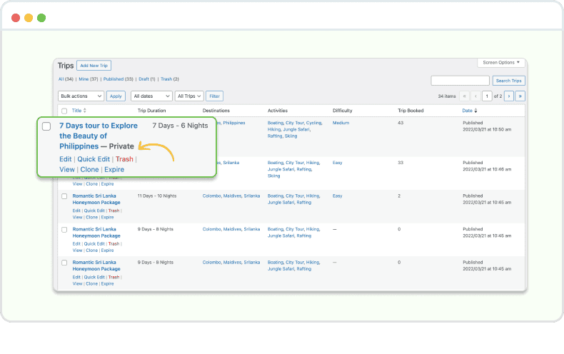 Private Trips- Trip Dashboard